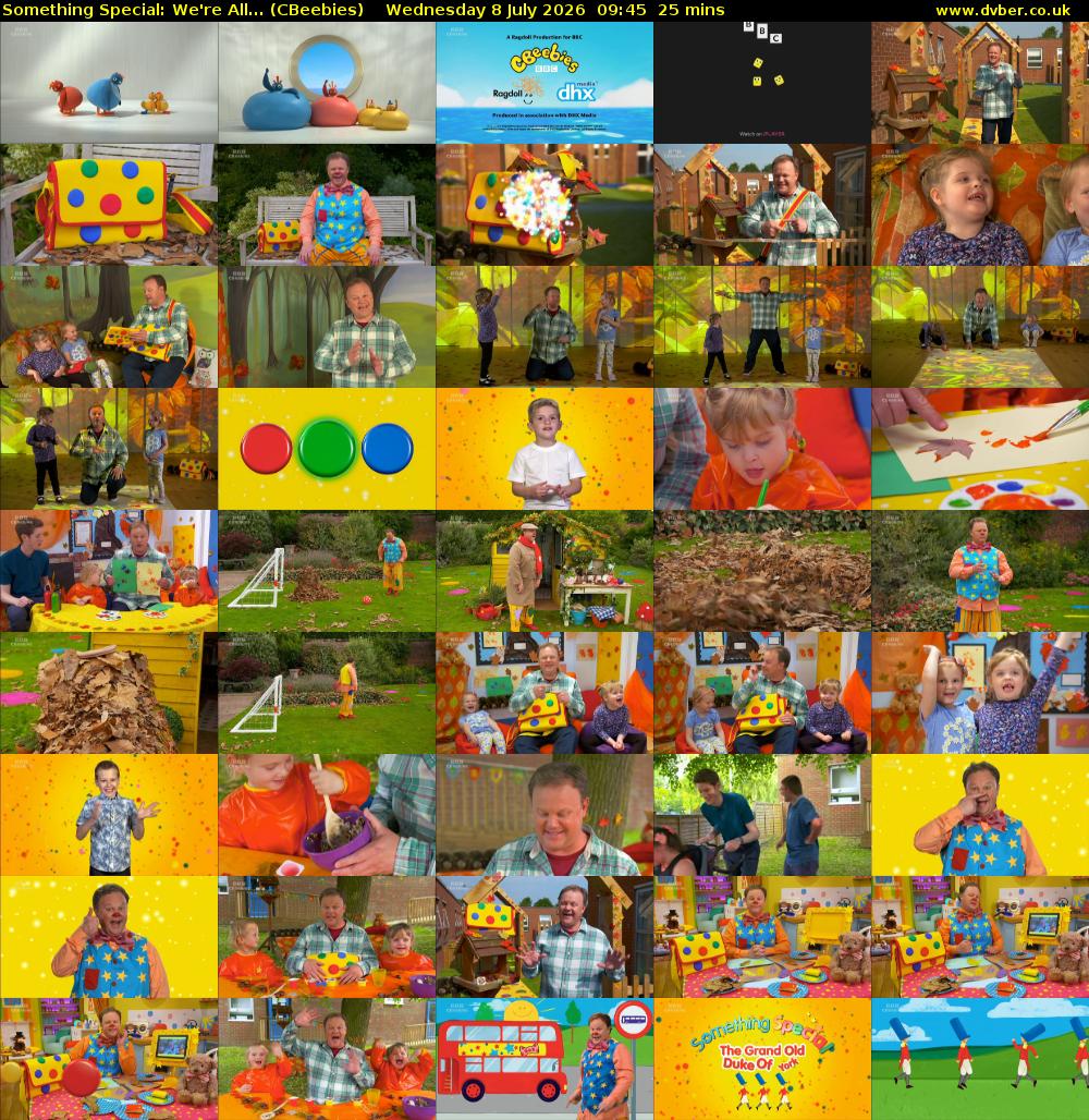 Something Special: We're All... (CBeebies) Wednesday 8 July 2026 09:45 - 10:10
