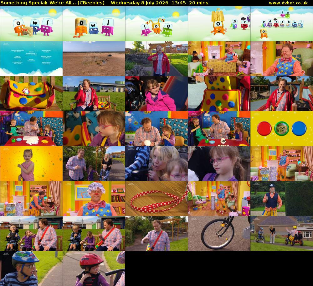 Something Special: We're All... (CBeebies) Wednesday 8 July 2026 13:45 - 14:05