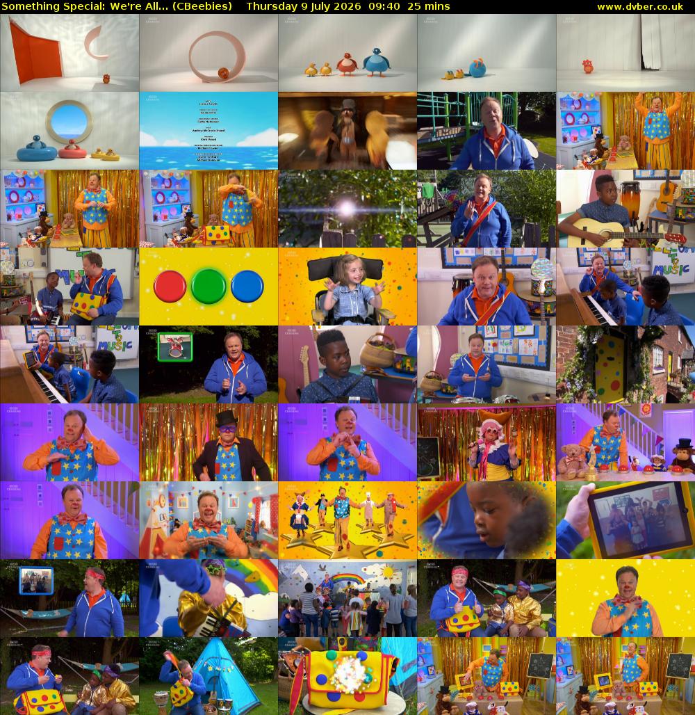 Something Special: We're All... (CBeebies) Thursday 9 July 2026 09:40 - 10:05