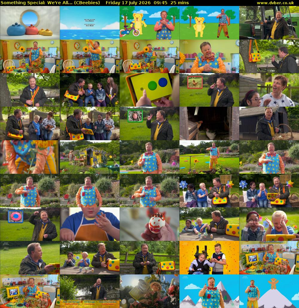 Something Special: We're All... (CBeebies) Friday 17 July 2026 09:45 - 10:10