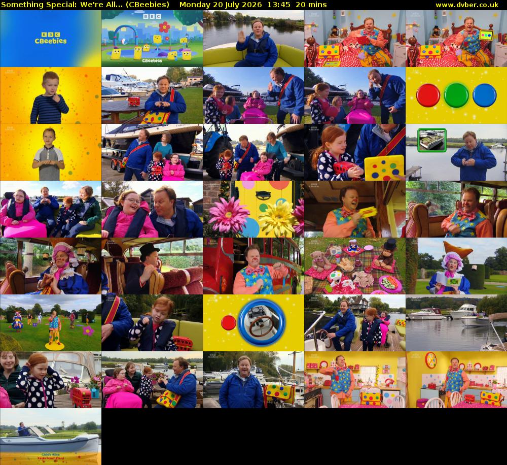 Something Special: We're All... (CBeebies) Monday 20 July 2026 13:45 - 14:05