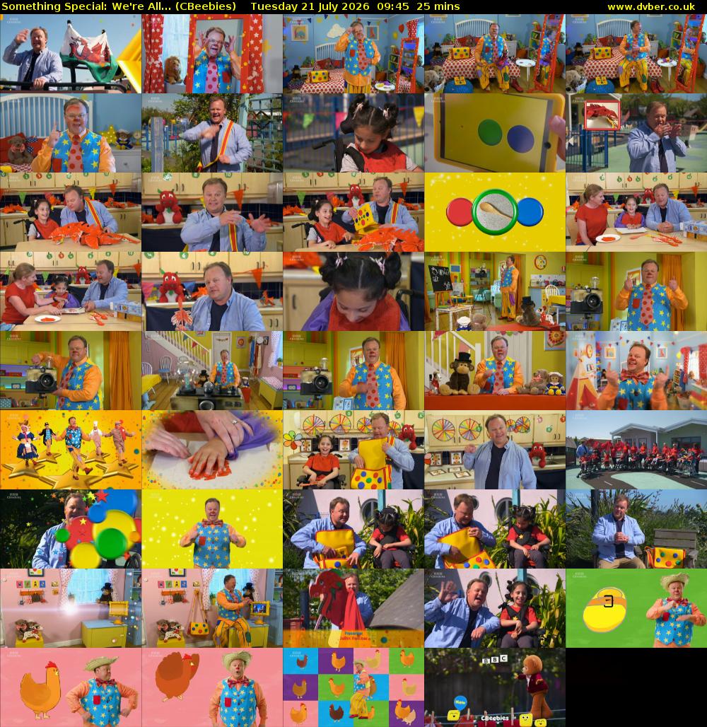 Something Special: We're All... (CBeebies) Tuesday 21 July 2026 09:45 - 10:10