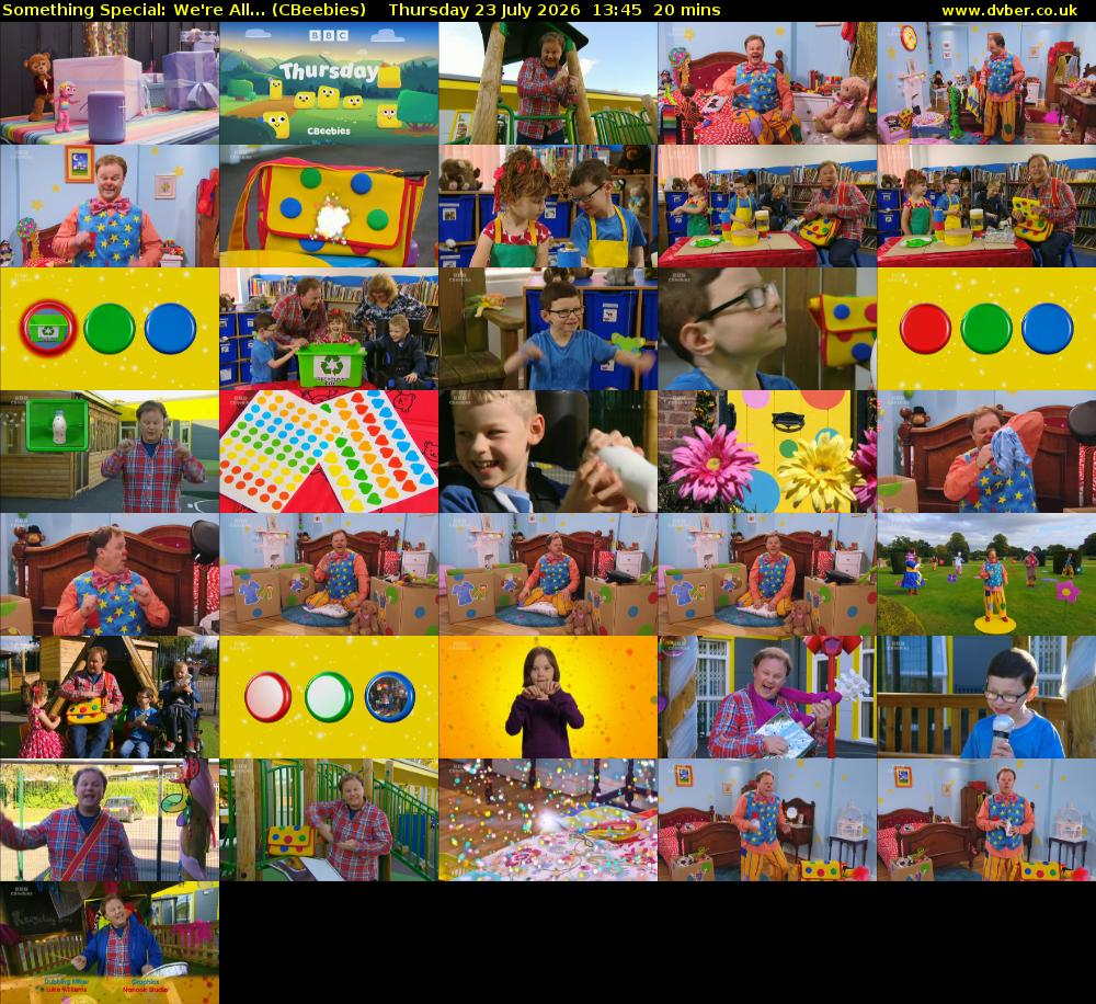 Something Special: We're All... (CBeebies) Thursday 23 July 2026 13:45 - 14:05