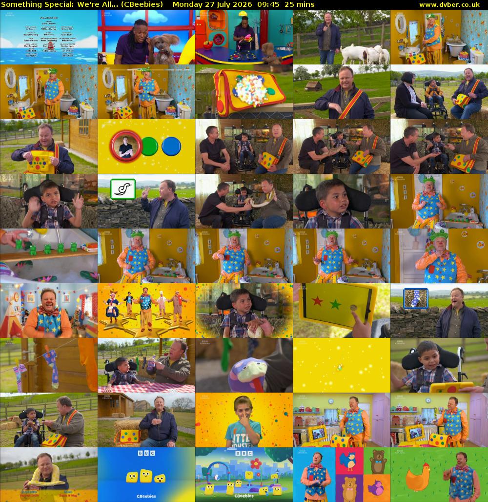 Something Special: We're All... (CBeebies) Monday 27 July 2026 09:45 - 10:10