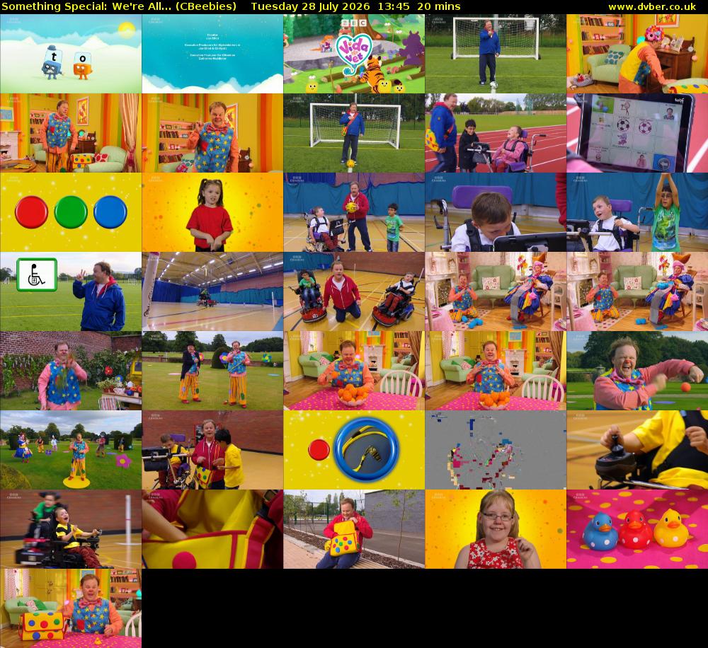 Something Special: We're All... (CBeebies) Tuesday 28 July 2026 13:45 - 14:05