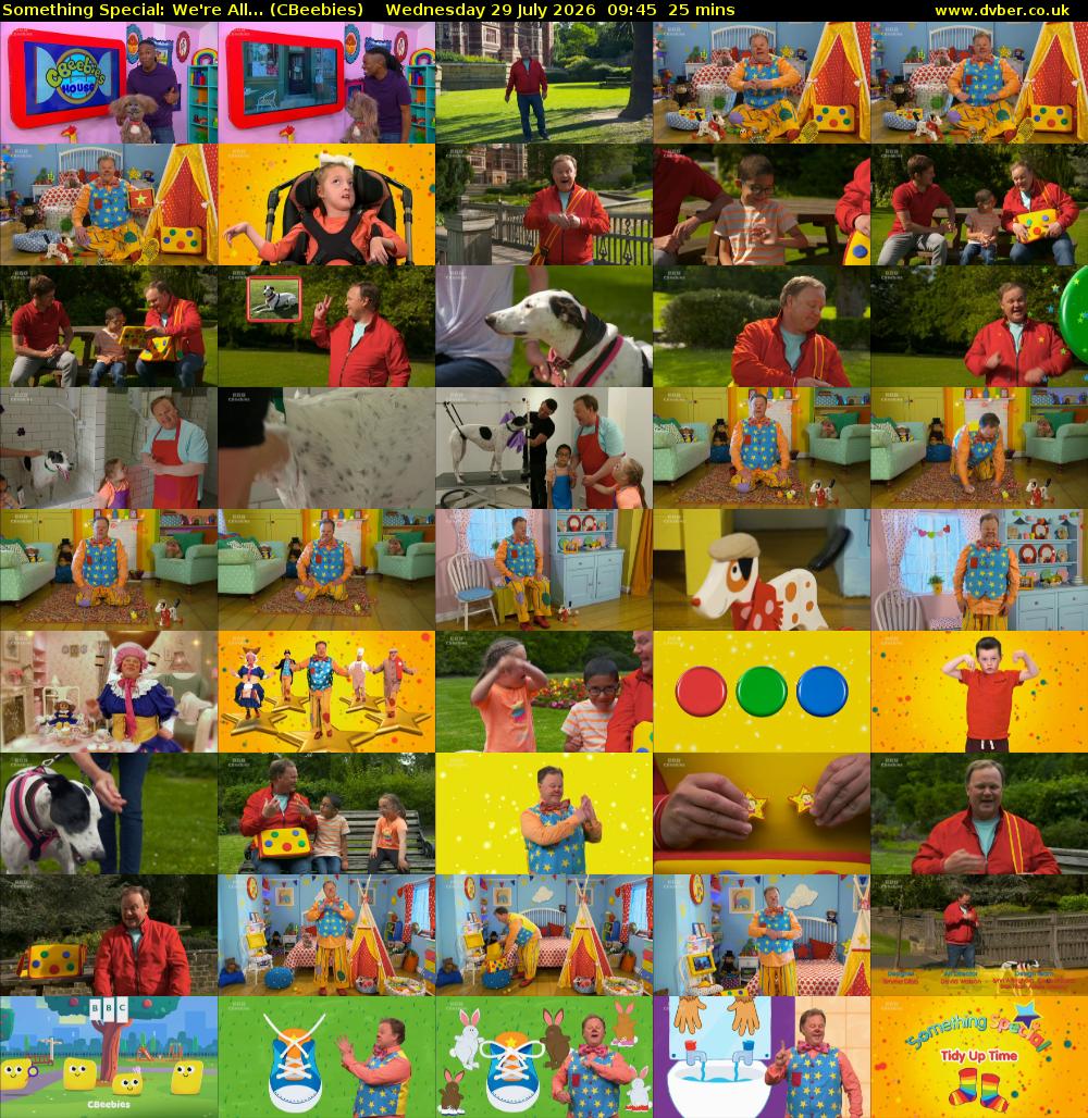 Something Special: We're All... (CBeebies) Wednesday 29 July 2026 09:45 - 10:10