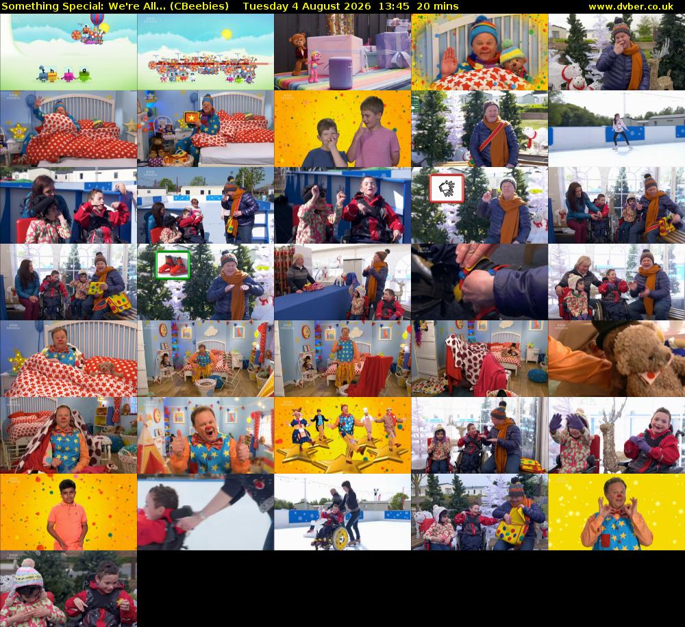 Something Special: We're All... (CBeebies) Tuesday 4 August 2026 13:45 - 14:05