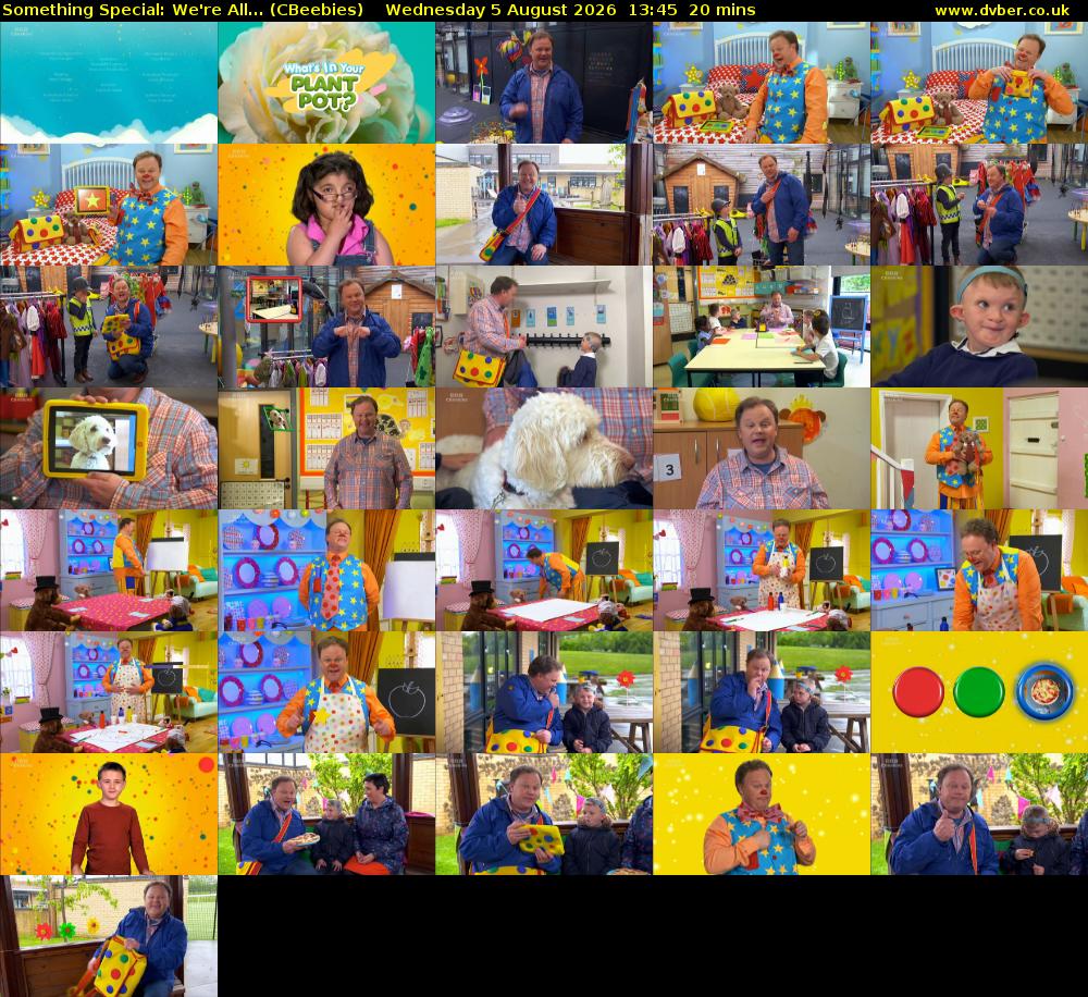 Something Special: We're All... (CBeebies) Wednesday 5 August 2026 13:45 - 14:05