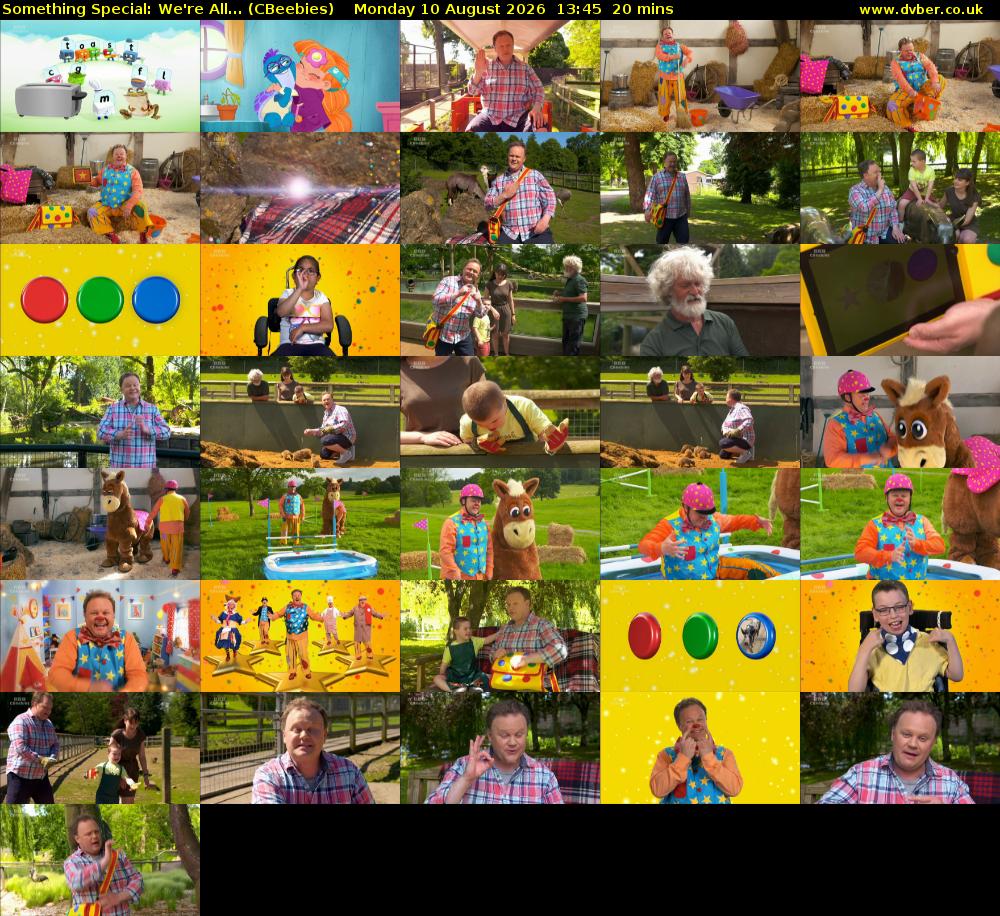 Something Special: We're All... (CBeebies) Monday 10 August 2026 13:45 - 14:05