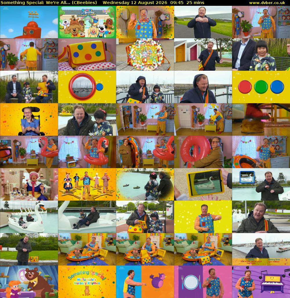 Something Special: We're All... (CBeebies) Wednesday 12 August 2026 09:45 - 10:10