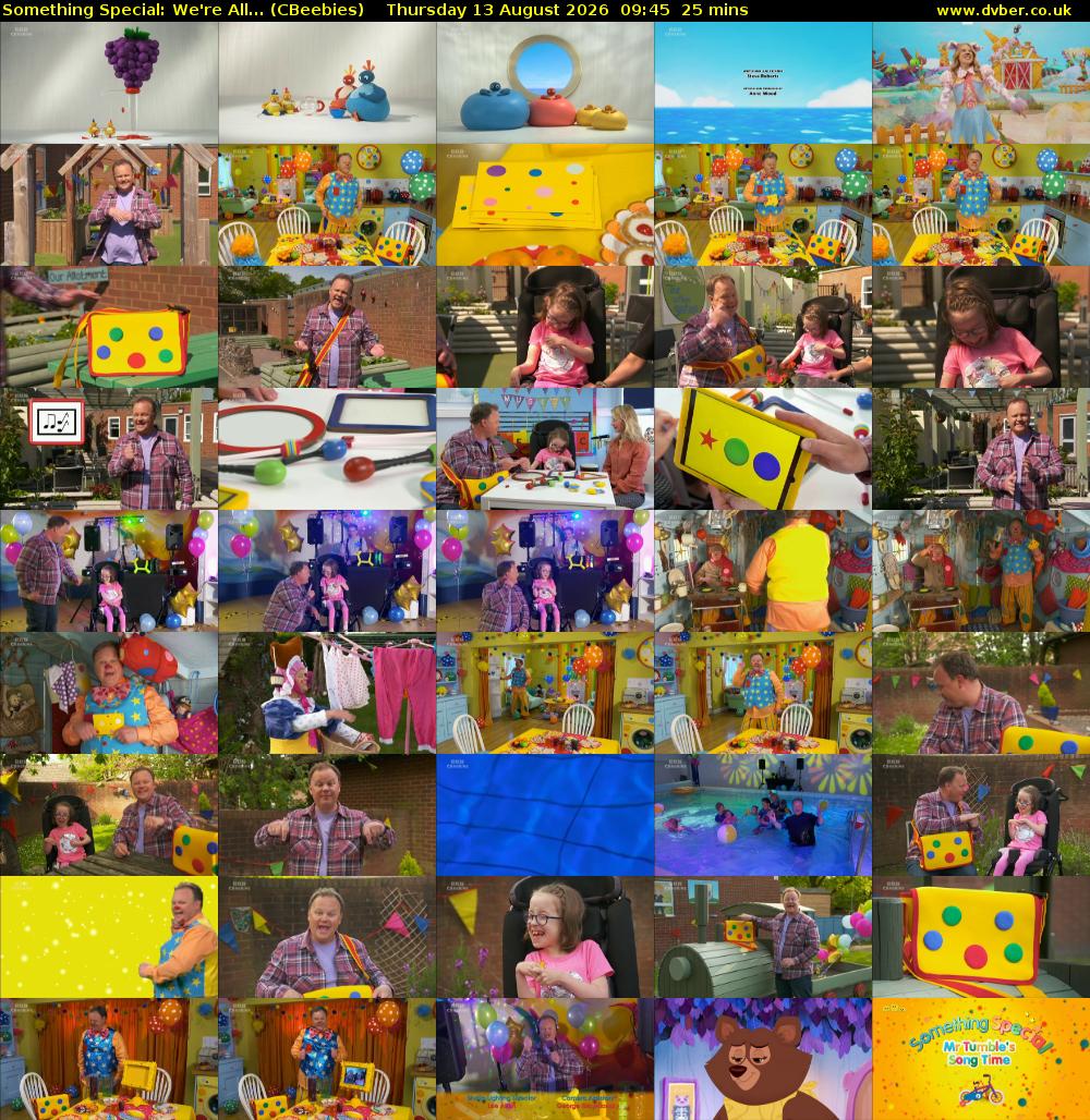 Something Special: We're All... (CBeebies) Thursday 13 August 2026 09:45 - 10:10