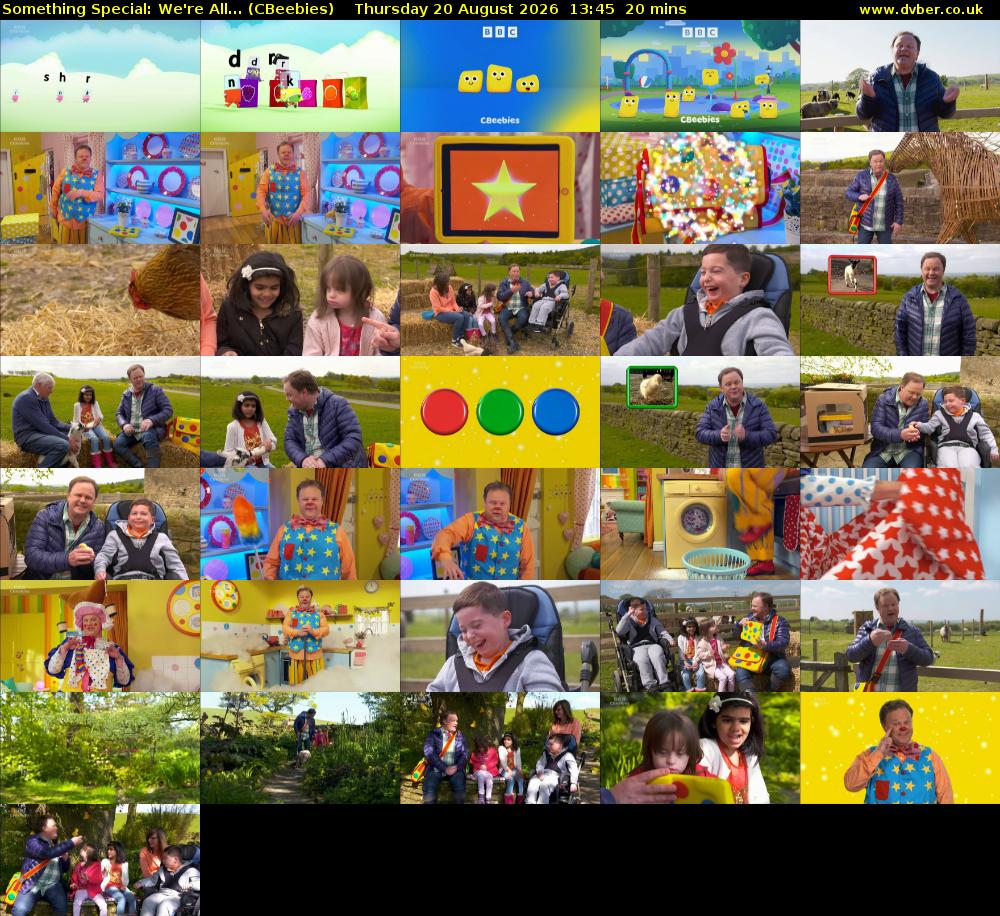 Something Special: We're All... (CBeebies) Thursday 20 August 2026 13:45 - 14:05