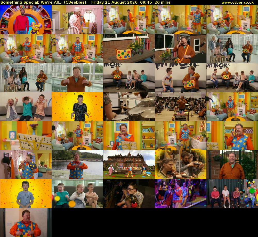 Something Special: We're All... (CBeebies) Friday 21 August 2026 09:45 - 10:05