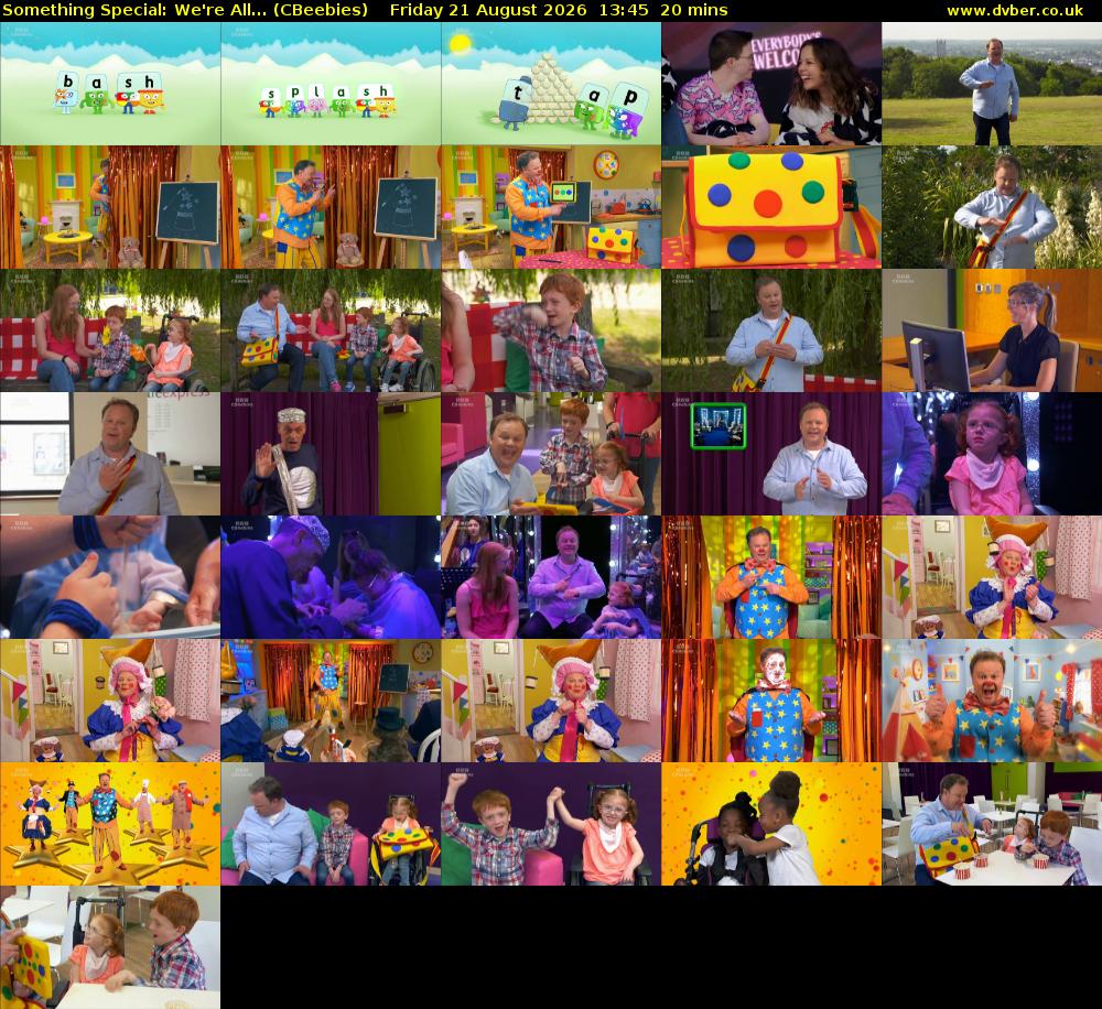 Something Special: We're All... (CBeebies) Friday 21 August 2026 13:45 - 14:05