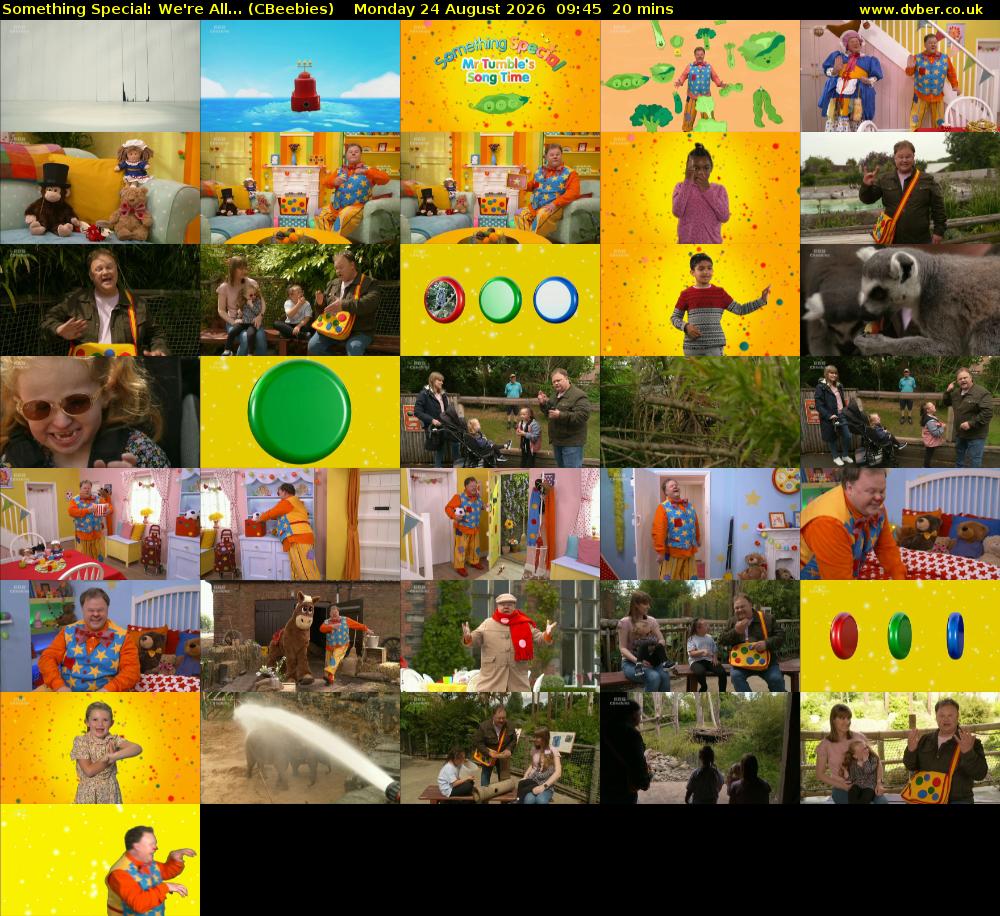 Something Special: We're All... (CBeebies) Monday 24 August 2026 09:45 - 10:05