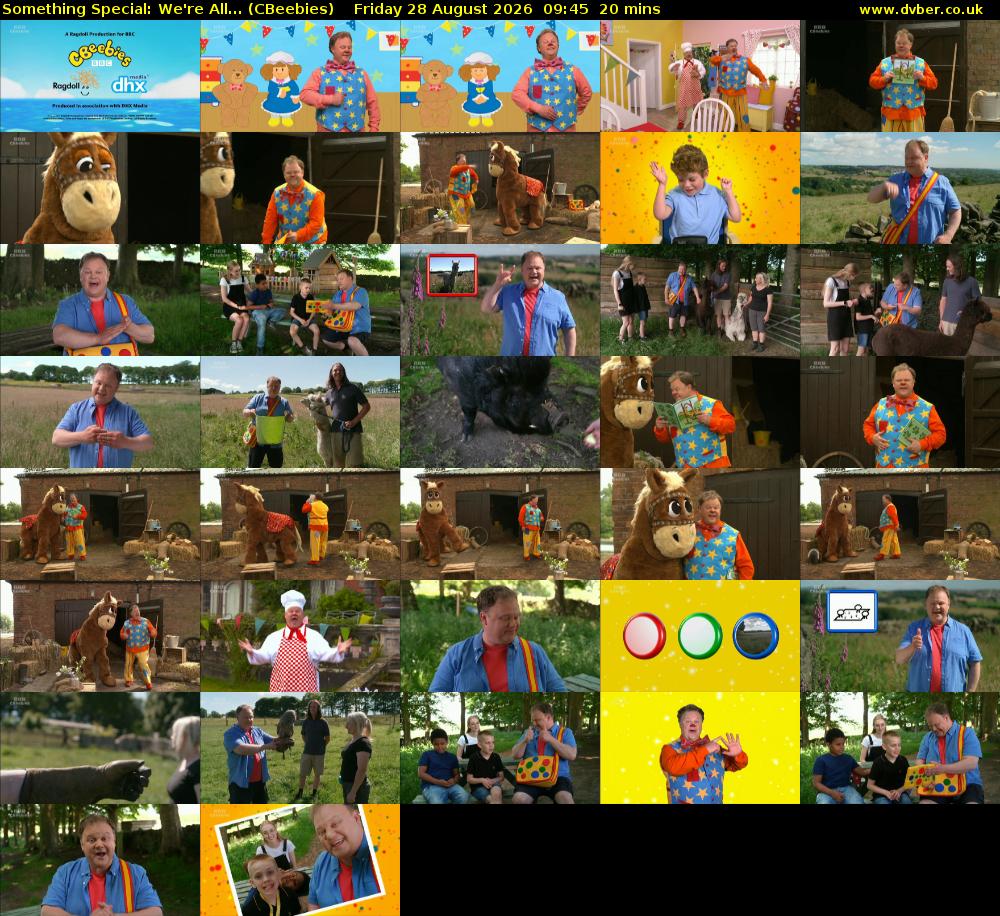 Something Special: We're All... (CBeebies) Friday 28 August 2026 09:45 - 10:05