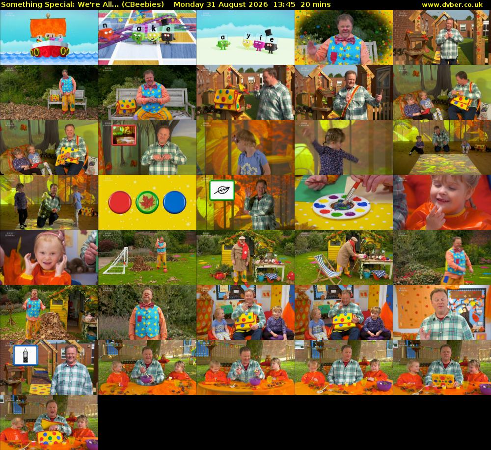 Something Special: We're All... (CBeebies) Monday 31 August 2026 13:45 - 14:05