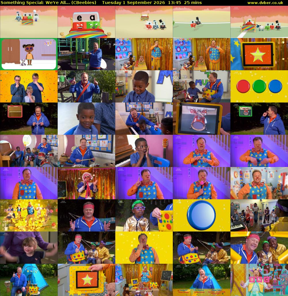 Something Special: We're All... (CBeebies) Tuesday 1 September 2026 13:45 - 14:10