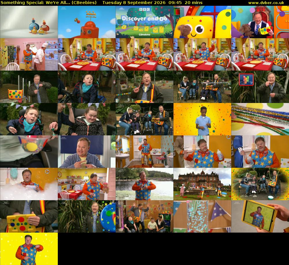 Something Special: We're All... (CBeebies) Tuesday 8 September 2026 09:45 - 10:05