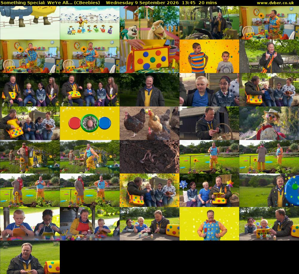 Something Special: We're All... (CBeebies) Wednesday 9 September 2026 13:45 - 14:05