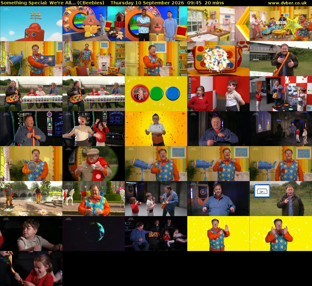 Something Special: We're All... (CBeebies) Thursday 10 September 2026 09:45 - 10:05