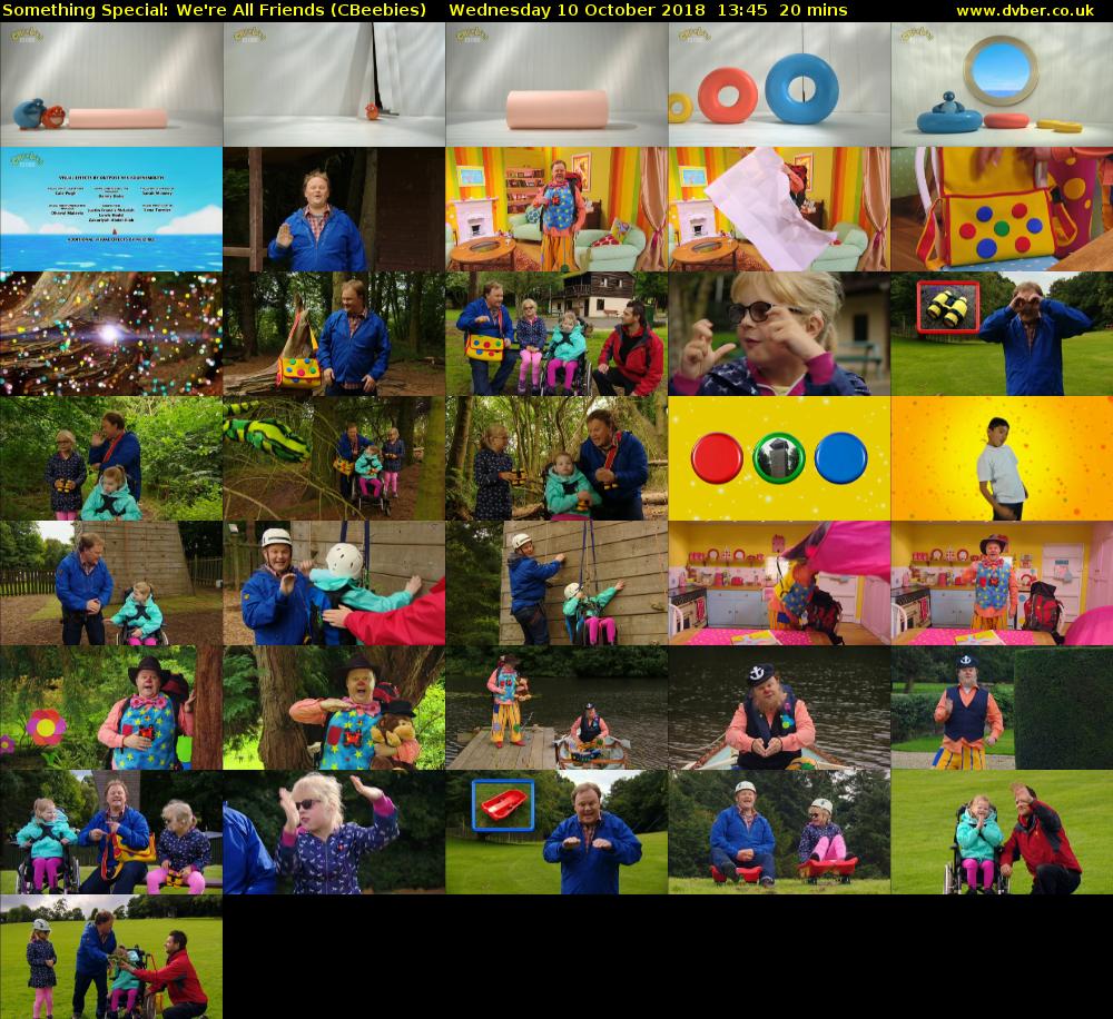 Something Special: We're All Friends (CBeebies) Wednesday 10 October 2018 13:45 - 14:05