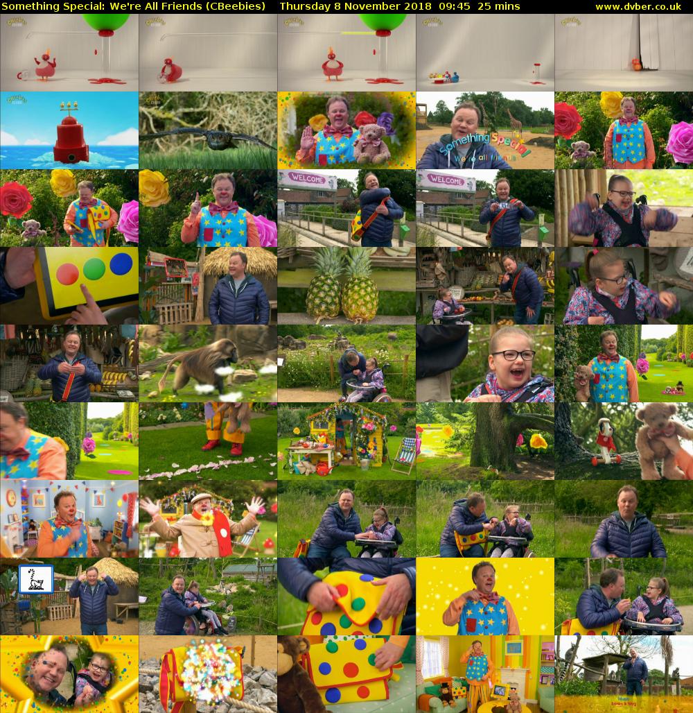 Something Special: We're All Friends (CBeebies) Thursday 8 November 2018 09:45 - 10:10