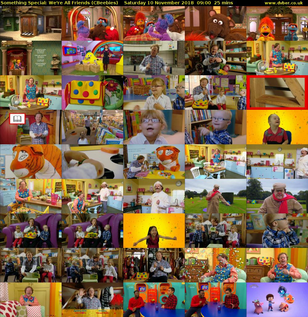 Something Special: We're All Friends (CBeebies) Saturday 10 November 2018 09:00 - 09:25