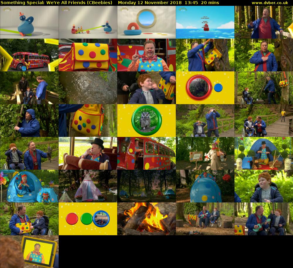 Something Special: We're All Friends (CBeebies) Monday 12 November 2018 13:45 - 14:05
