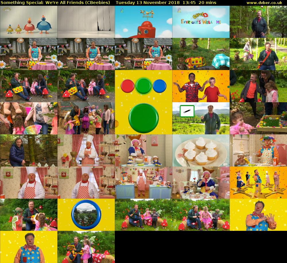 Something Special: We're All Friends (CBeebies) Tuesday 13 November 2018 13:45 - 14:05