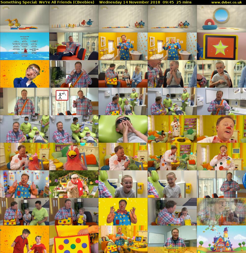 Something Special: We're All Friends (CBeebies) Wednesday 14 November 2018 09:45 - 10:10