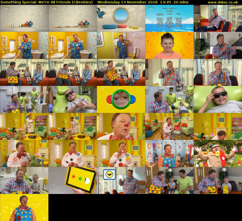 Something Special: We're All Friends (CBeebies) Wednesday 14 November 2018 13:45 - 14:05