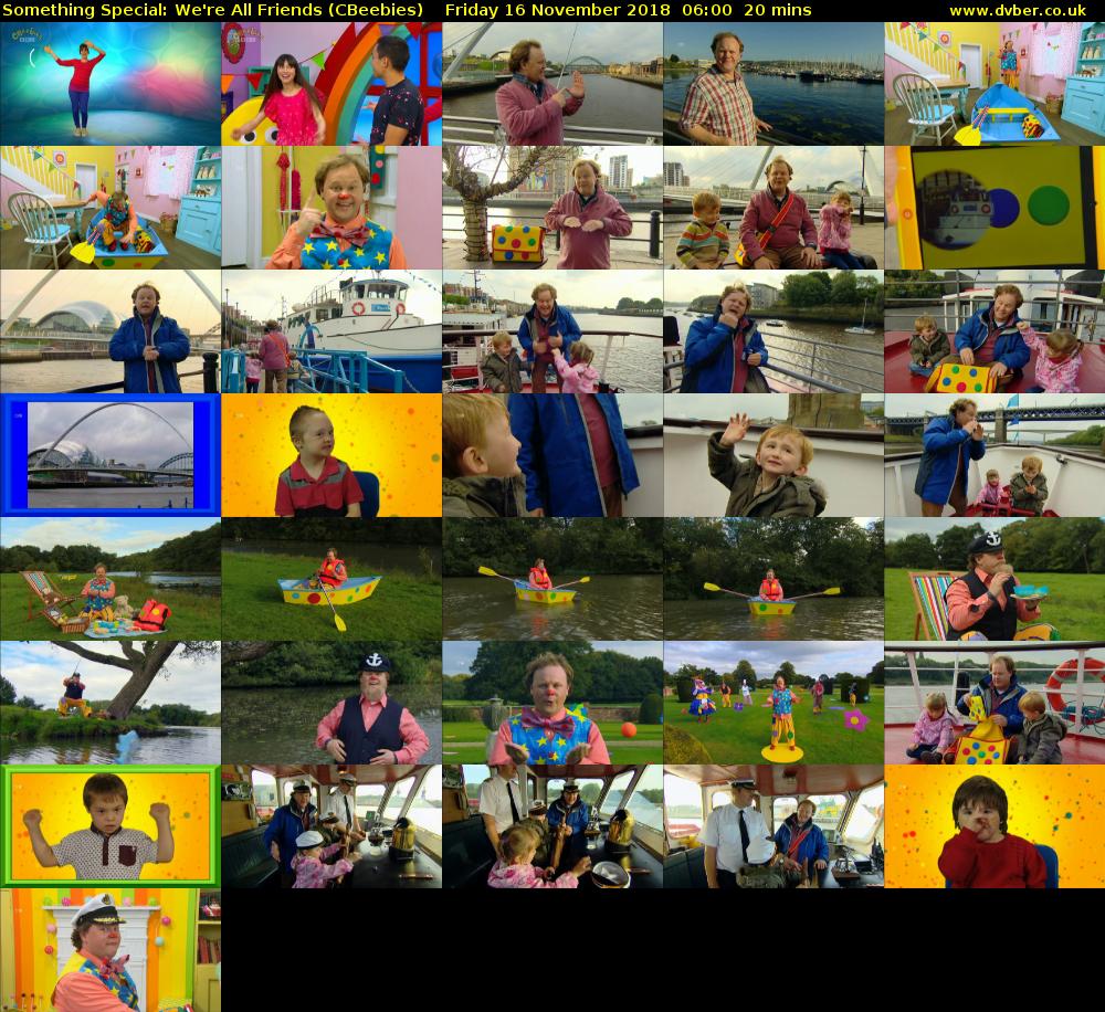 Something Special: We're All Friends (CBeebies) Friday 16 November 2018 06:00 - 06:20