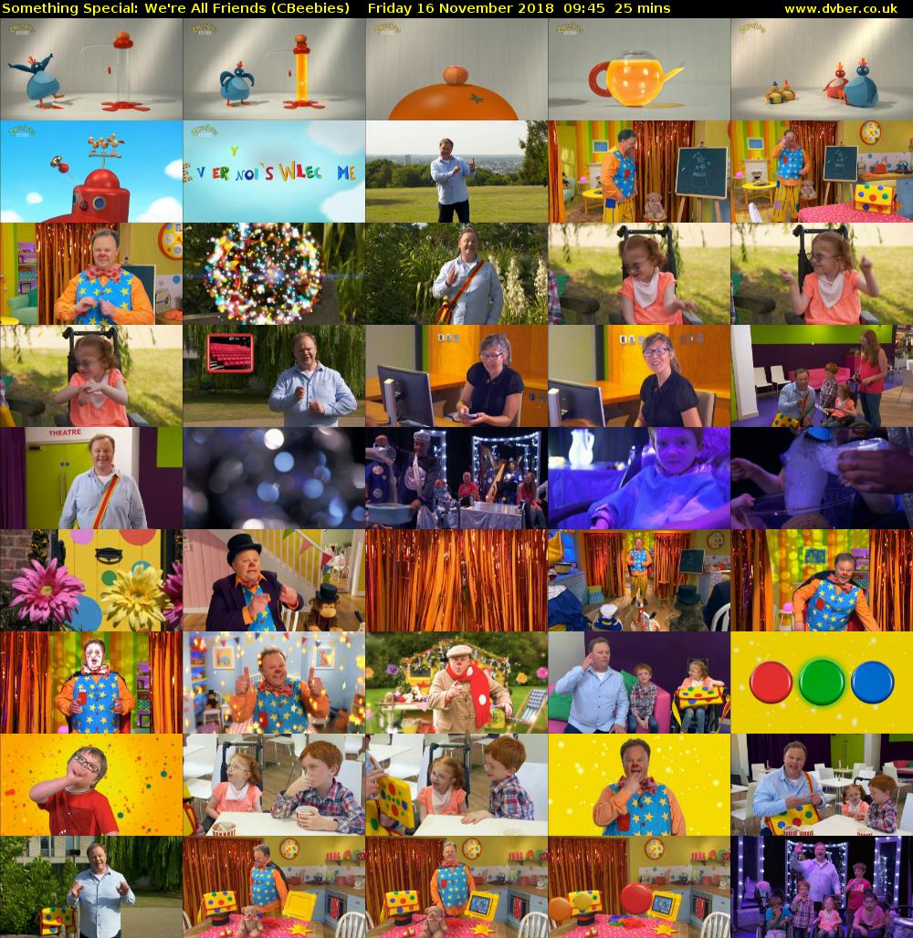 Something Special: We're All Friends (CBeebies) Friday 16 November 2018 09:45 - 10:10