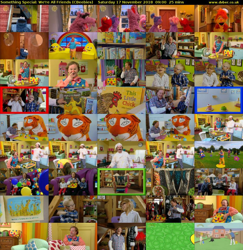 Something Special: We're All Friends (CBeebies) Saturday 17 November 2018 09:00 - 09:25