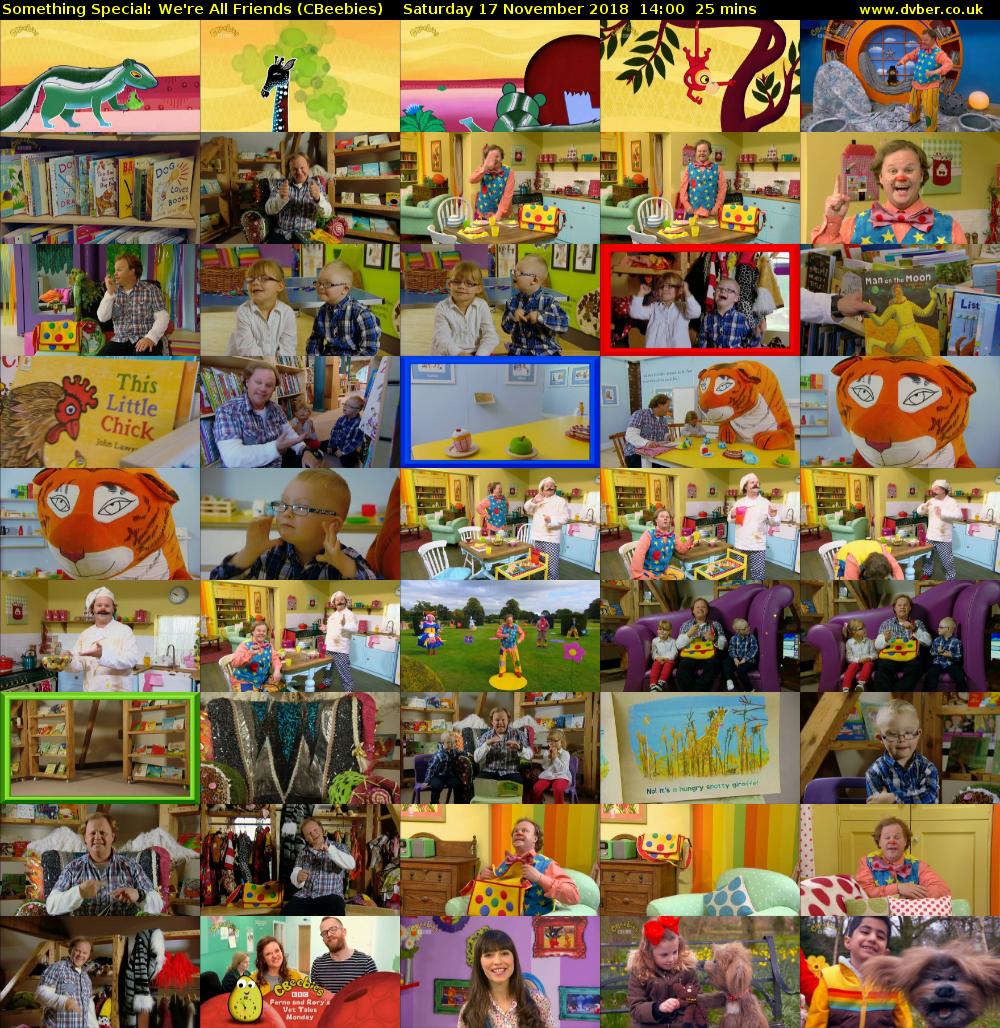 Something Special: We're All Friends (CBeebies) Saturday 17 November 2018 14:00 - 14:25