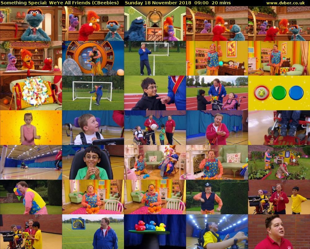Something Special: We're All Friends (CBeebies) Sunday 18 November 2018 09:00 - 09:20