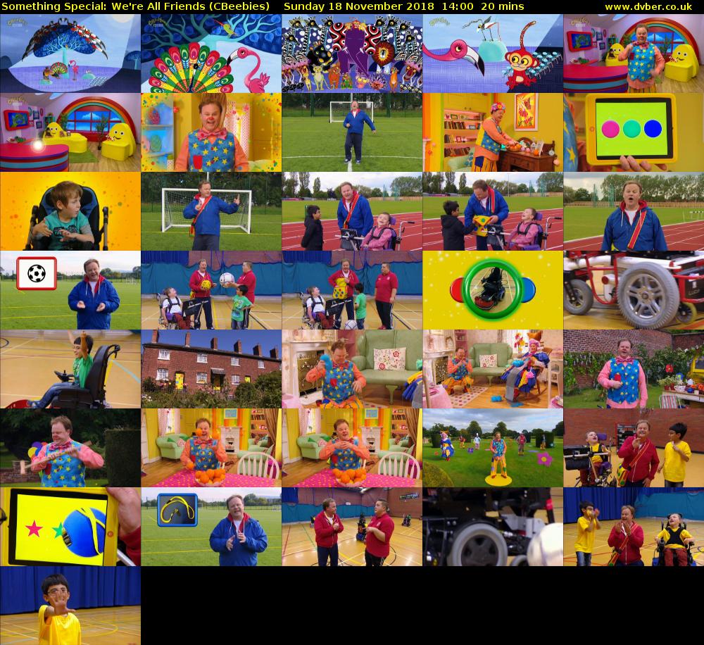 Something Special: We're All Friends (CBeebies) Sunday 18 November 2018 14:00 - 14:20