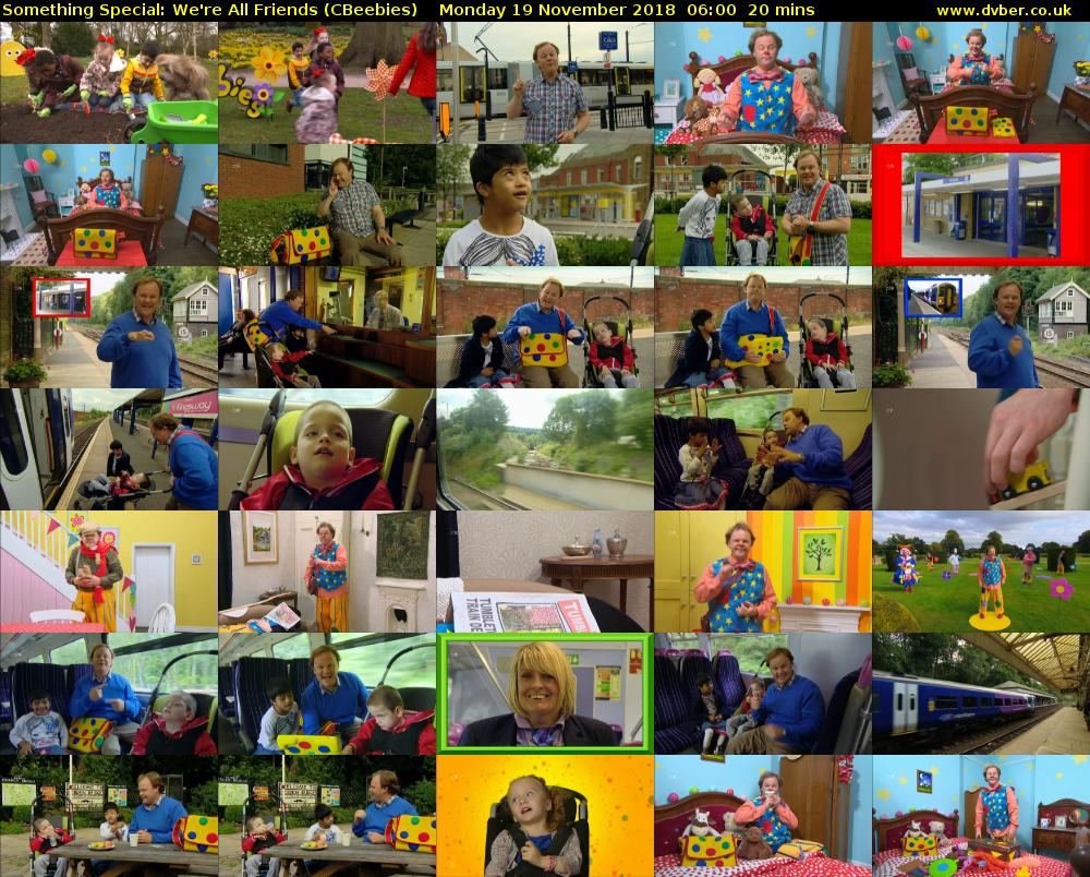 Something Special: We're All Friends (CBeebies) Monday 19 November 2018 06:00 - 06:20