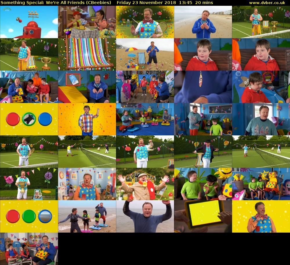 Something Special: We're All Friends (CBeebies) Friday 23 November 2018 13:45 - 14:05