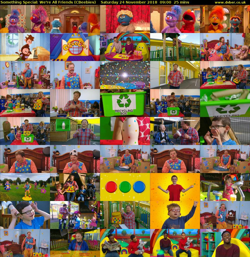 Something Special: We're All Friends (CBeebies) Saturday 24 November 2018 09:00 - 09:25