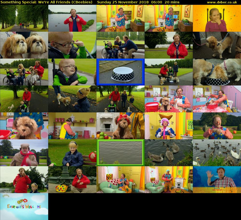 Something Special: We're All Friends (CBeebies) Sunday 25 November 2018 06:00 - 06:20