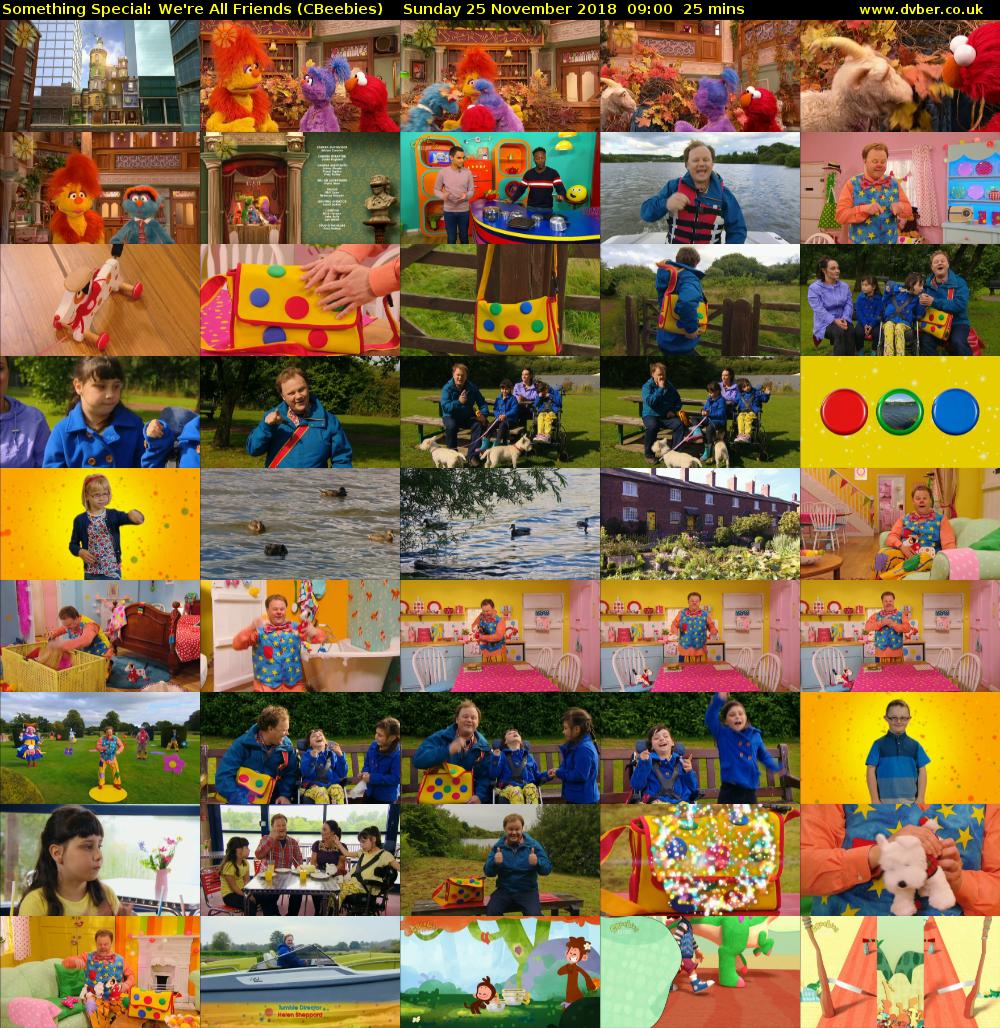 Something Special: We're All Friends (CBeebies) Sunday 25 November 2018 09:00 - 09:25