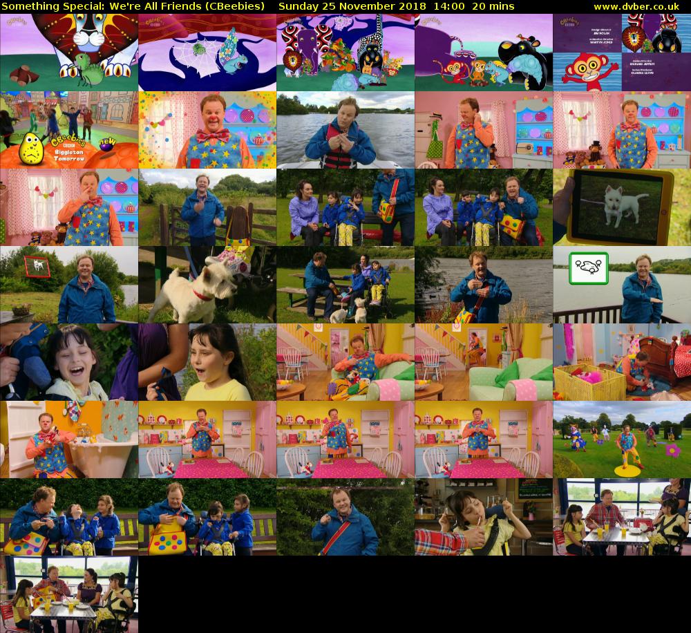 Something Special: We're All Friends (CBeebies) Sunday 25 November 2018 14:00 - 14:20