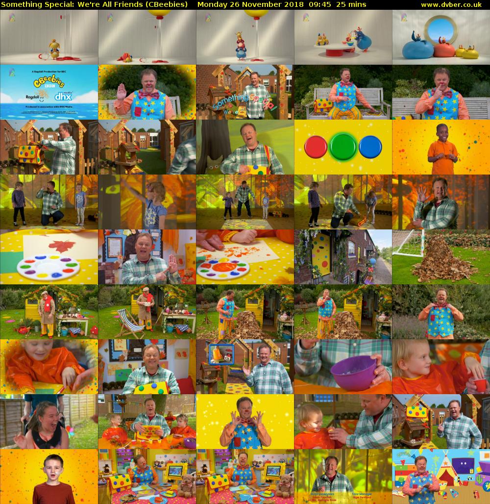 Something Special: We're All Friends (CBeebies) Monday 26 November 2018 09:45 - 10:10