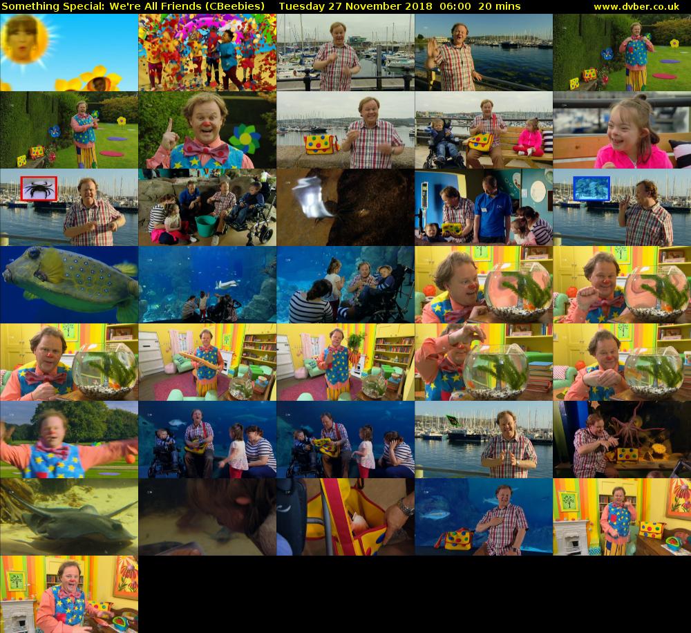 Something Special: We're All Friends (CBeebies) Tuesday 27 November 2018 06:00 - 06:20
