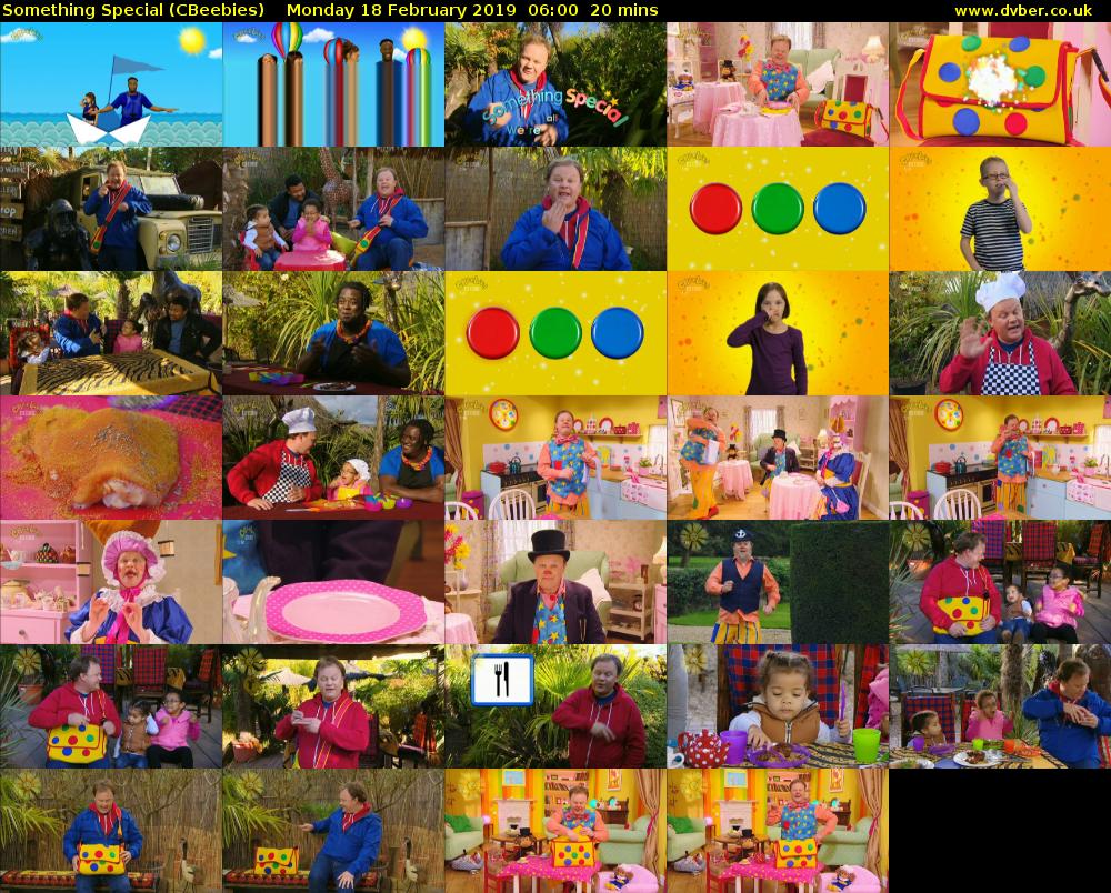 Something Special (CBeebies) Monday 18 February 2019 06:00 - 06:20