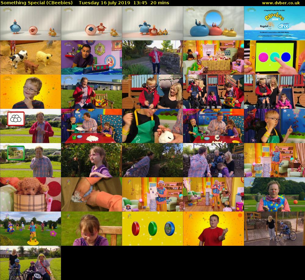 Something Special (CBeebies) Tuesday 16 July 2019 13:45 - 14:05