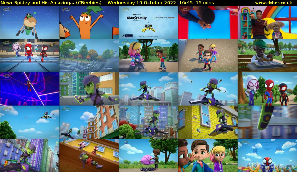 Spidey and His Amazing... (CBeebies) Wednesday 19 October 2022 16:45 - 17:00