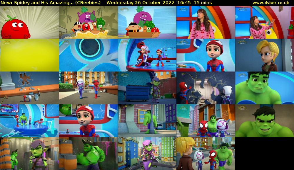 Spidey and His Amazing... (CBeebies) Wednesday 26 October 2022 16:45 - 17:00
